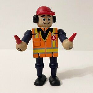 Turkish Airlines Small Wooden Toy Plane Coordinator Moveable Arms and Legs
